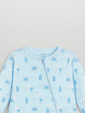 Organic Cotton Baby Romper – Soft Breathable Beach Print Full Sleeve Zip Sleepsuit