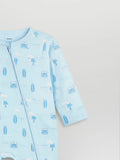 Organic Cotton Baby Romper – Soft Breathable Beach Print Full Sleeve Zip Sleepsuit