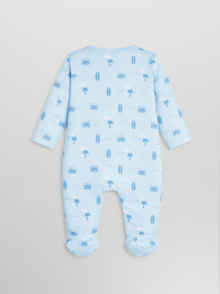 Organic Cotton Baby Romper – Soft Breathable Beach Print Full Sleeve Zip Sleepsuit