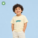 Organic Cotton Cream Crocodile Print Oversized Round Neck Half Sleeve T-Shirt | Unisex
