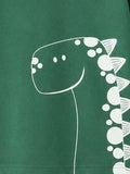 Organic Cotton Forest Green Dinosaur Print Round Neck Half Sleeve T-Shirt for Boys