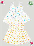 Kidbea Extra Soft Muslin Fabric Baby Girls Frock | Space and Cute Chick Print Pack of 2