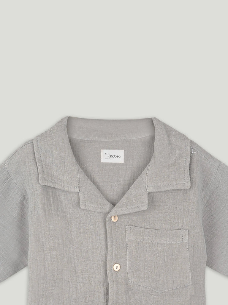 Light Organic cotton Shirt & Pant Grey Co-ord Set