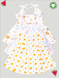 Extra Soft Muslin Fabric Baby Girls Frock | Pack of 3 | Tiger, Mickey and Cute Chick Print