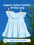 Light Organic cotton Sky Blue Girls Frock | Blue