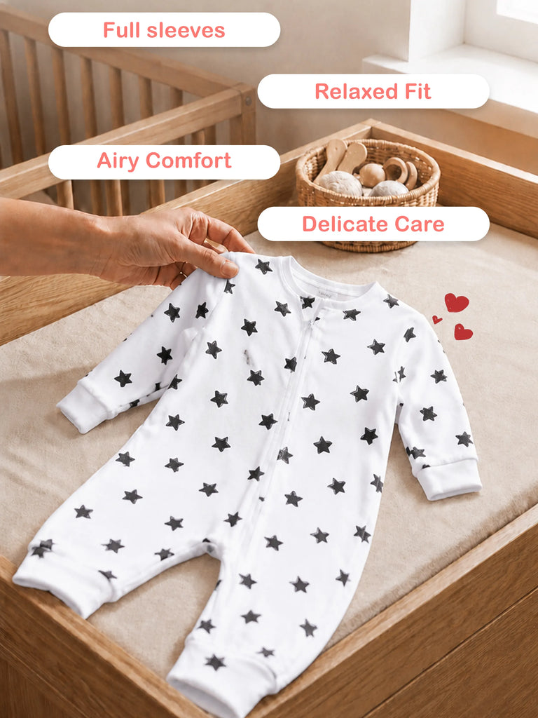 Organic cotton Star Print Romper/Bodysuit - Black