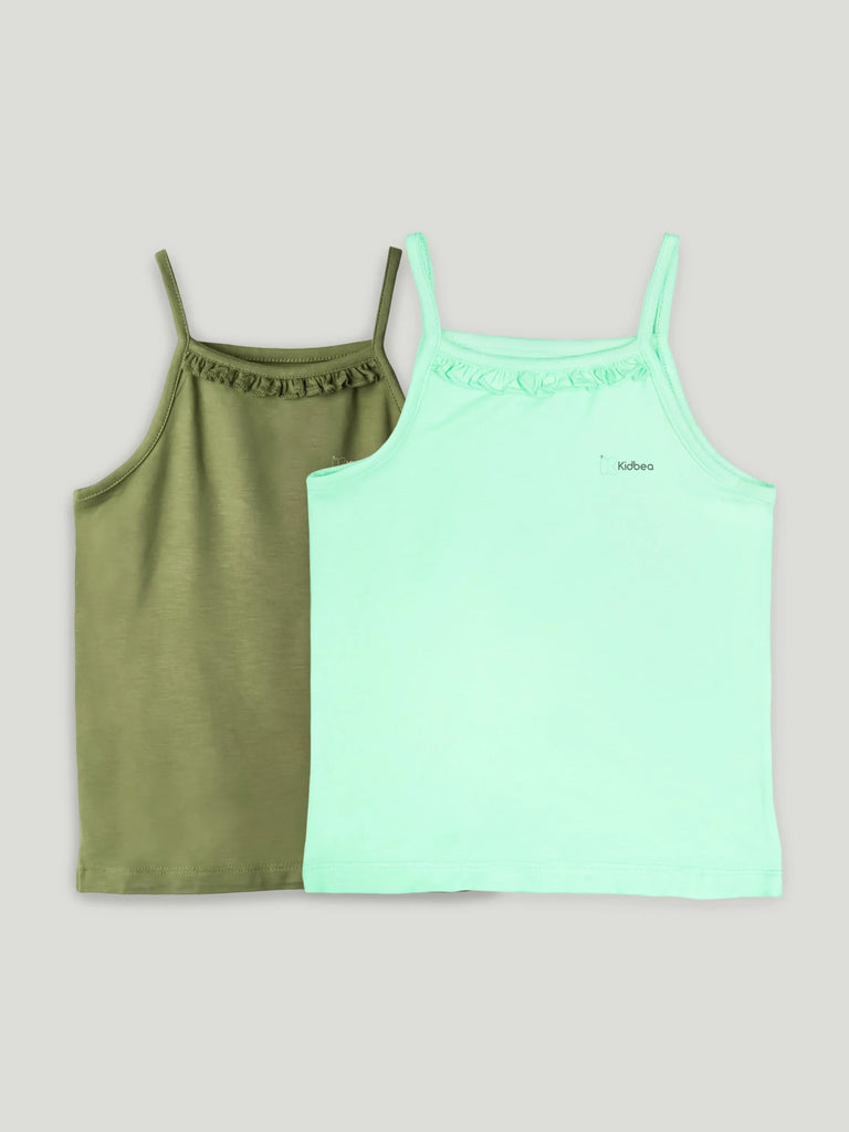 Bamboo Camisole for Kids Pack of 2 (Olive Green & Mint Green) – Soft, Breathable & innerwear
