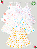 Extra Soft Muslin Fabric Baby Girls Frock | Pack of 5 | Butterfly, Mickey, Space, Rainbow and Cute Chick Print