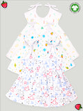 Extra Soft Muslin Fabric Baby Girls Frock | Pack of 3 | Rainbow, Mickey and Space Print