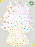 Extra Soft Muslin Fabric Baby Girls Frock | Pack of 5 | Butterfly, Tiger, Space, Rainbow and Cute Chick Print
