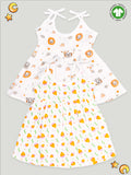 Extra Soft Muslin Fabric Baby Girls Frock | Tiger and Cute Chick Print Pack of 2