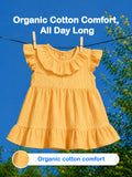Light Organic cotton Charming Mustard Yellow Girls Frock | Mustard Yellow
