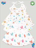Extra Soft Muslin Fabric Baby Girls Frock | Pack of 3 | Tiger, Space and Butterfly Print