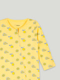 Organic Cotton Baby Romper – Soft Breathable Yellow Lemon Print Full Sleeve Zip Sleepsuit