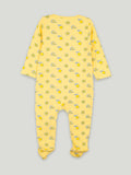 Organic Cotton Baby Romper – Soft Breathable Yellow Lemon Print Full Sleeve Zip Sleepsuit