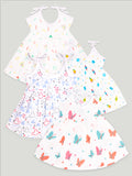 Extra Soft Muslin Fabric Baby Girls Frock | Pack of 4 | Rainnbow, Space, Mickey and Butterfly Print
