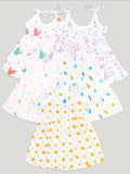 Extra Soft Muslin Fabric Baby Girls Frock | Pack of 5 | Butterfly, Mickey, Space, Rainbow and Cute Chick Print