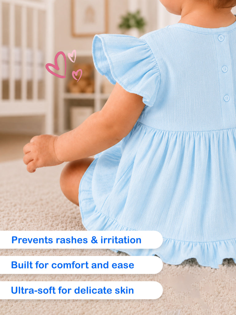 Light Organic cotton Sky Blue Girls Frock | Blue