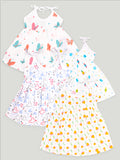 Extra Soft Muslin Fabric Baby Girls Frock | Pack of 4 | Space, Mickey, Cute Chick and Butterfly Print
