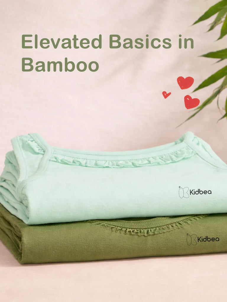 Bamboo Camisole for Kids Pack of 2 (Olive Green & Mint Green) – Soft, Breathable & innerwear