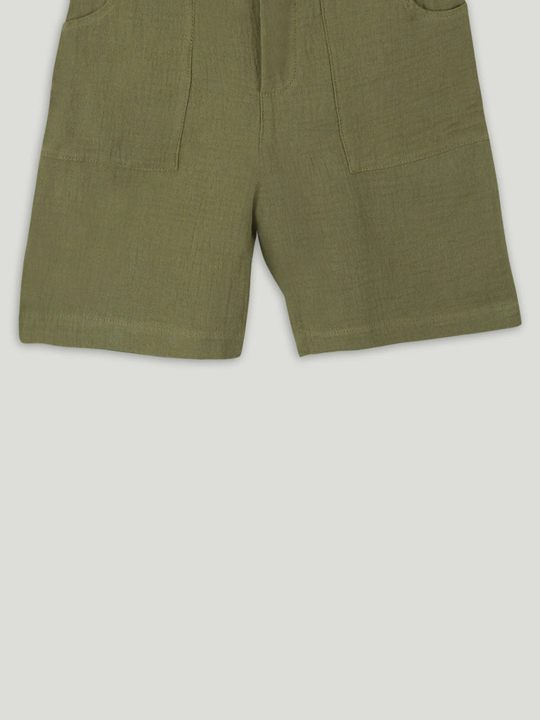 Light Organic Cotton Shirt & Pant Dark Green Co-ord Set