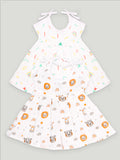 Extra Soft Muslin Fabric Baby Girls Frock | Rainbow and Tiger Print Pack of 2
