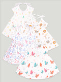 Extra Soft Muslin Fabric Baby Girls Frock | Pack of 4 | Rainbow, Tiger, Mickey and Butterfly Print
