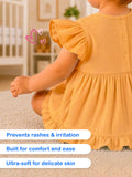 Light Organic cotton Charming Mustard Yellow Girls Frock | Mustard Yellow