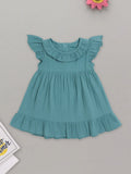 Light Organic Cotton Charming Teal Frock | Elegant & Comfortable
