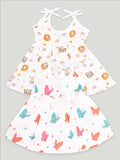 Extra Soft Muslin Fabric Baby Girls Frock | Tiger and Butterfly Print Pack of 2