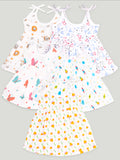 Extra Soft Muslin Fabric Baby Girls Frock | Pack of 5 | Butterfly, Tiger, Space, Rainbow and Cute Chick Print