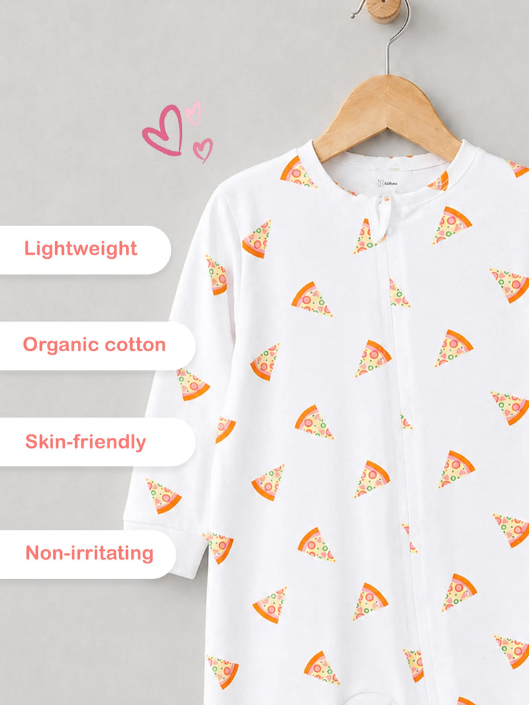 Organic cotton Pizza Print Romper/Bodysuit - Yellow