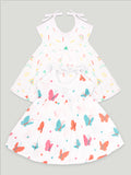 Extra Soft Muslin Fabric Baby Girls Frock | Rainbow and Butterfly Print Pack of 2