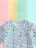 100% Bamboo Cotton Unisex Full Sleeves Bunny Printed Co-Ord Set - Sky Blue