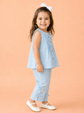 Light Organic Cotton Sky Blue Printed Top & Pant Co-ord Set