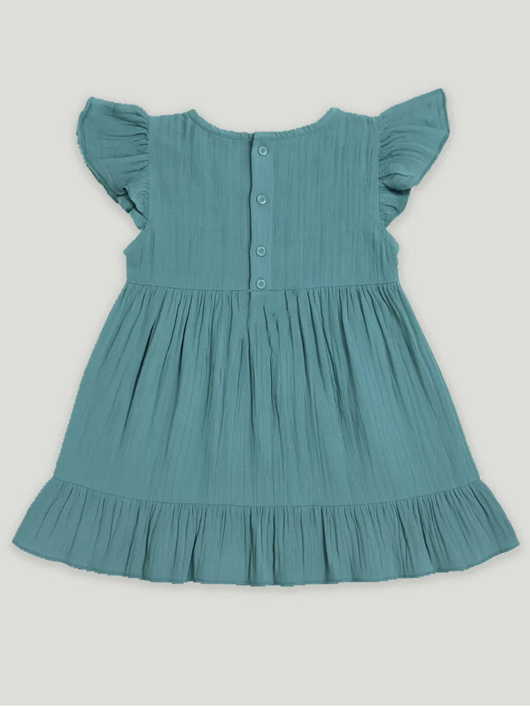 Light Organic Cotton Charming Teal Frock | Elegant & Comfortable