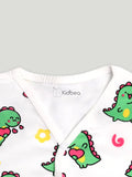 100% Organic cotton Dino Print Romper/Bodysuit - Olive Green