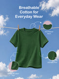 Organic Cotton Green Round Neck Solid Oversized Half Sleeve T-Shirt | Unisex