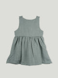 Baby Girl Solid Green Frock with Bow Detail