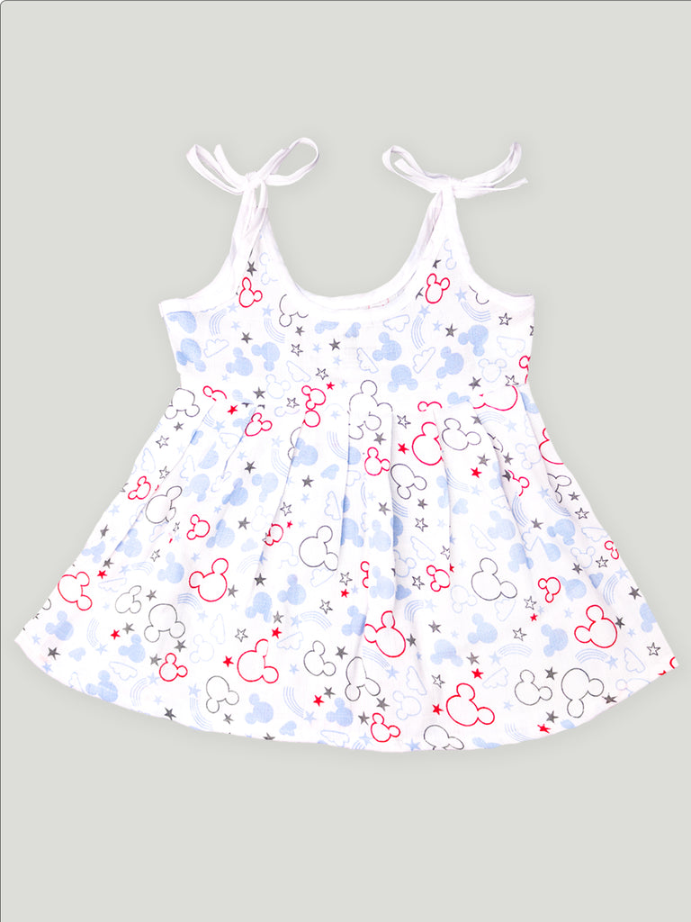 Extra Soft Muslin Fabric Baby Girls Frock | Pack of 4 | Rainnbow, Space, Mickey and Butterfly Print