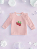 100% Bamboo Cotton Girls Full Sleeves Cherry Printed Co-Ord Set - Blush Pink