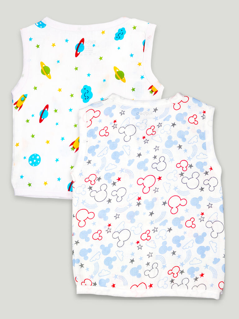 Extra Soft Muslin Cotton Jhabla Cloth for Baby | Space and Mickey Print | Print May Vary
