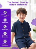 Light Organic Cotton Shirt & Pant Navy Blue Co-ord Set