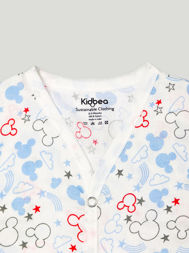 Kidbea Extra Soft Muslin Cotton Jhabla Cloth for Baby | Mickey, Sun and Star Print | Print May Vary