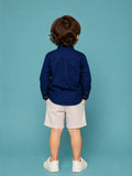 Light Organic Cotton Navy Blue Shirt & Beige Shorts Co-ord Set