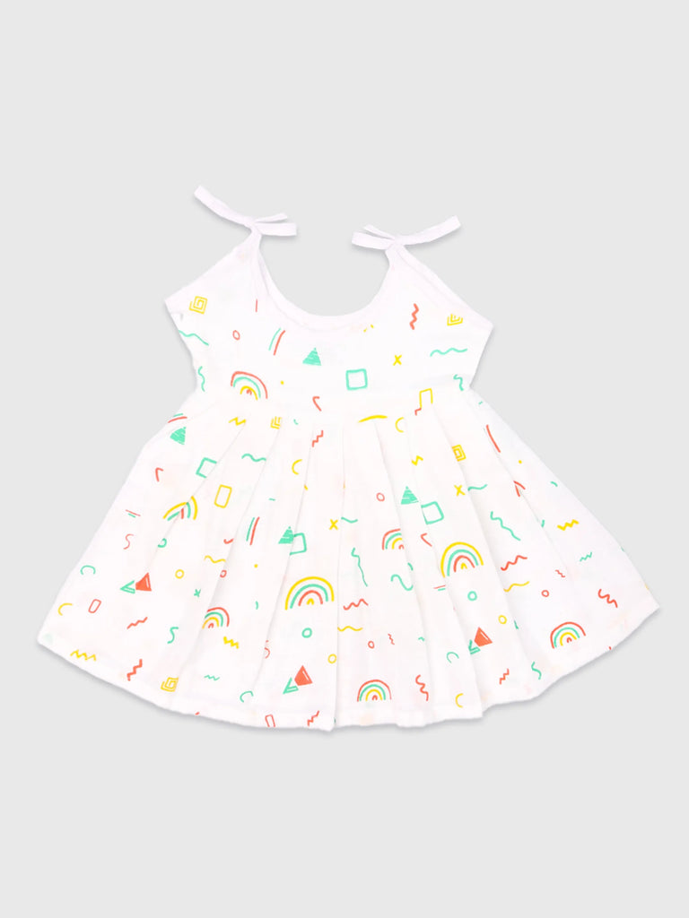 Extra Soft Muslin Fabric Baby Girls Frock | Pack of 6 | Mickey, Tiger, Space, Rainbow, Butterfly and Cute Chick Print