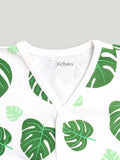 100% Organic Cotton Romper Pack – Leaf & Dinosaur Designs, Green & Olive Green, Full Sleeves