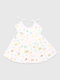 Extra Soft Muslin Fabric Baby Girls Frock | Pack of 3 | Rainbow, Mickey and Space Print