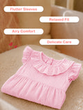 Light Organic cotton Charming Pink Girls Frock | Pink