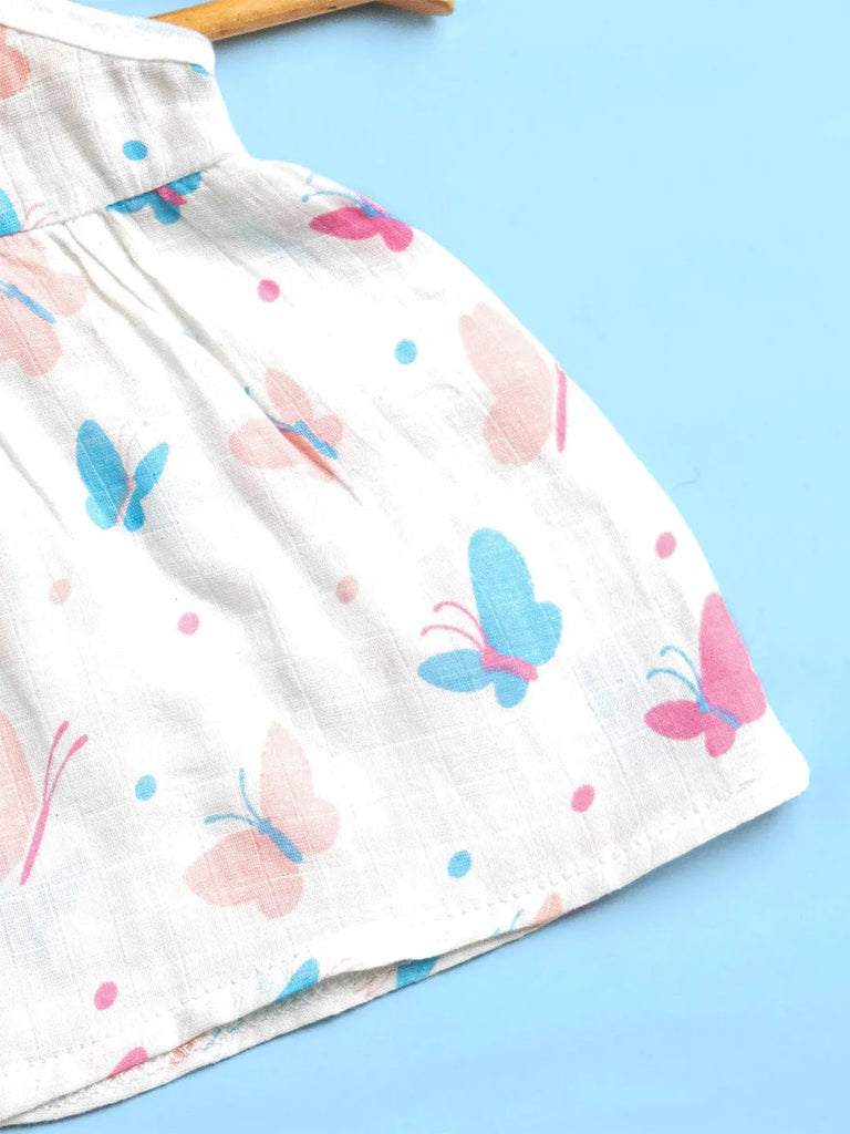 Premium Extra Soft Muslin Baby Girls Frock | Cute Butterfly Print